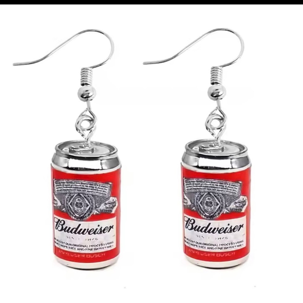 Budweiser Red Can Earrings NEW